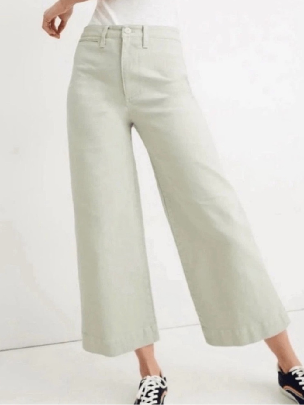 MADEWELL - Emmett Leg High-Rise Cropped Jeans in Pale Sage Green